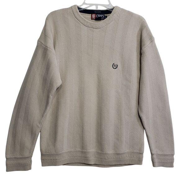 Chaps Ralph Lauren Men's Medium Hand Framed Crewneck Beige Sweater - Picture 1 of 8